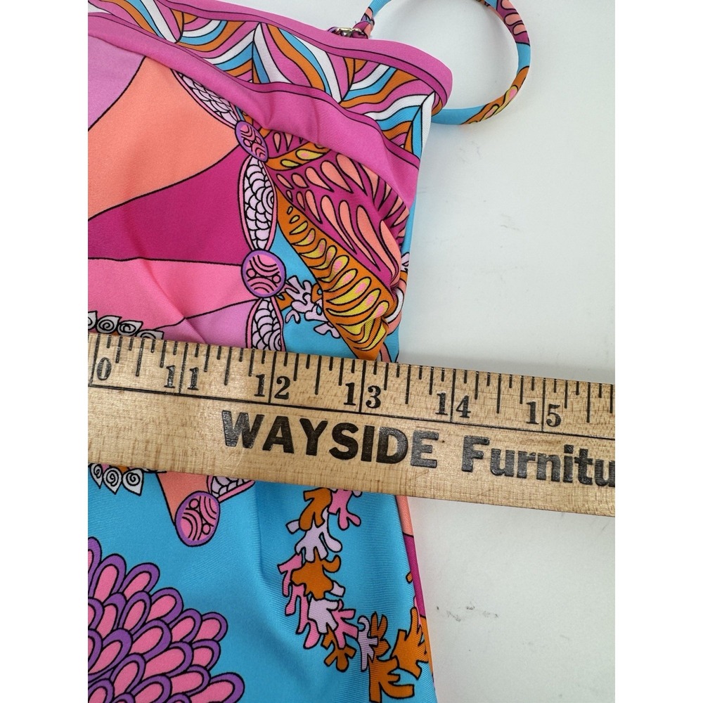 Trina Turk Tankini Top Only, Size 8, Pads, Gold Hardware Aqua Multi Color - Picture 8 of 8